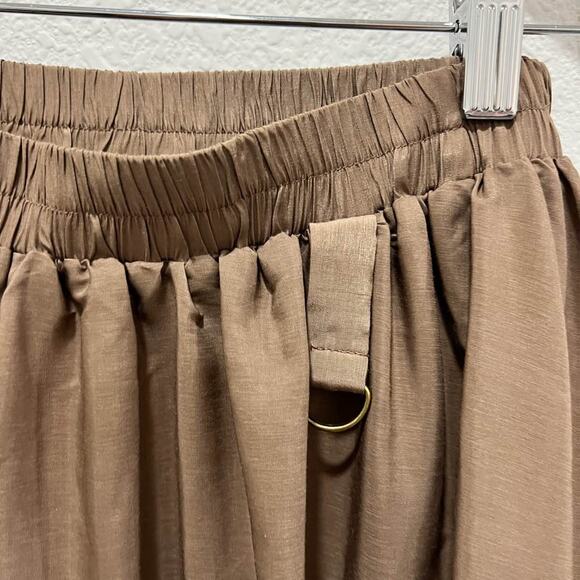 Brown A-Line Maxi Skirt Elastic Waist Lace Trim D-Ring Detail Women’s Small - Picture 8 of 11